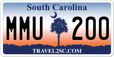 SC license plate MMU200