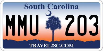 SC license plate MMU203