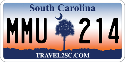SC license plate MMU214