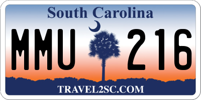 SC license plate MMU216