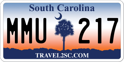 SC license plate MMU217