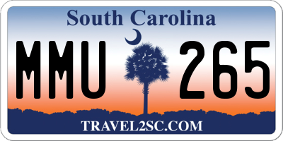 SC license plate MMU265