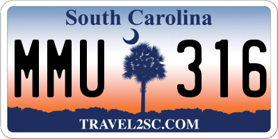 SC license plate MMU316