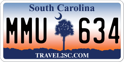 SC license plate MMU634