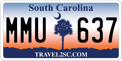 SC license plate MMU637