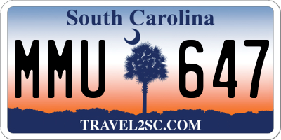 SC license plate MMU647