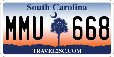 SC license plate MMU668