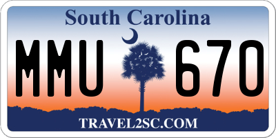 SC license plate MMU670