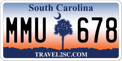 SC license plate MMU678