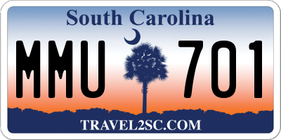 SC license plate MMU701