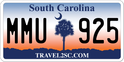 SC license plate MMU925