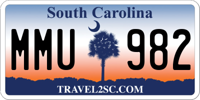 SC license plate MMU982