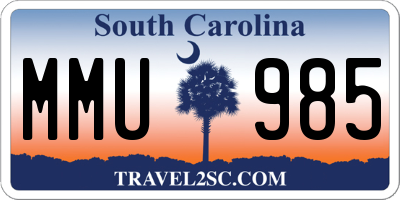 SC license plate MMU985