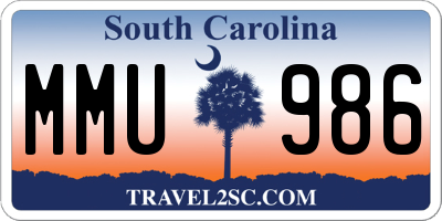 SC license plate MMU986