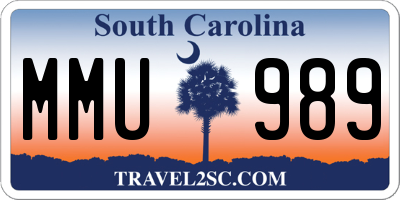 SC license plate MMU989