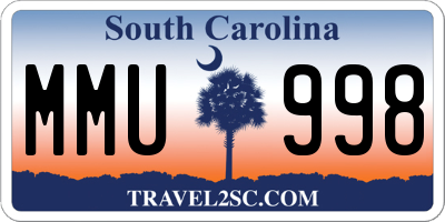 SC license plate MMU998