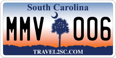 SC license plate MMV006