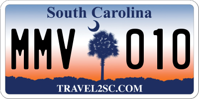 SC license plate MMV010