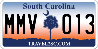 SC license plate MMV013