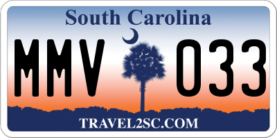SC license plate MMV033