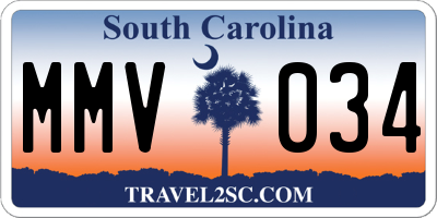 SC license plate MMV034