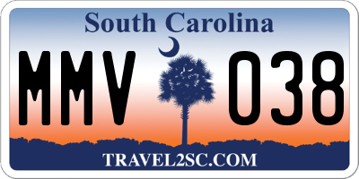 SC license plate MMV038