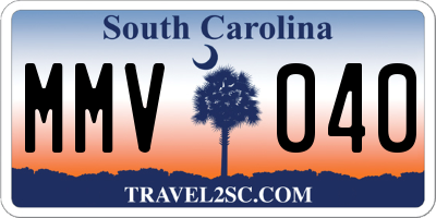 SC license plate MMV040