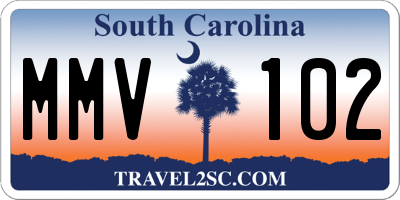SC license plate MMV102