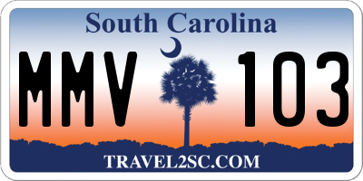 SC license plate MMV103