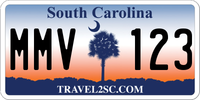 SC license plate MMV123