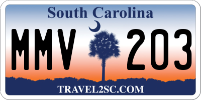 SC license plate MMV203