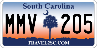 SC license plate MMV205