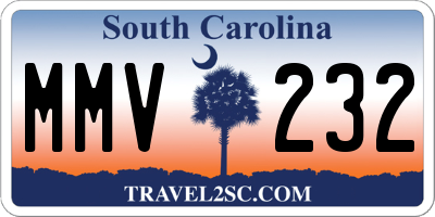 SC license plate MMV232