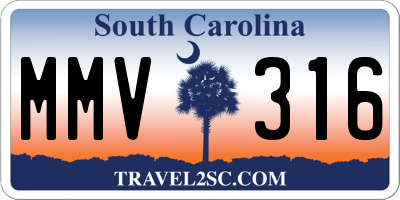SC license plate MMV316