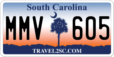 SC license plate MMV605