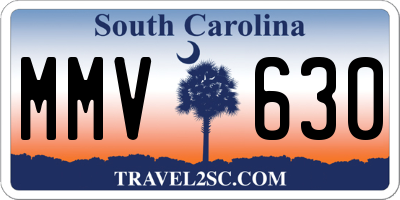 SC license plate MMV630