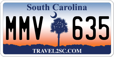 SC license plate MMV635