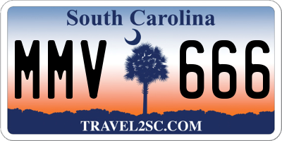 SC license plate MMV666