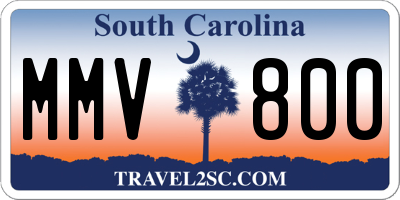 SC license plate MMV800