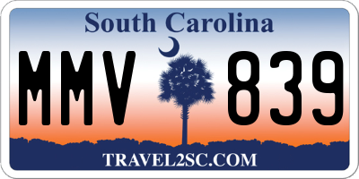 SC license plate MMV839