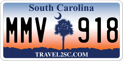 SC license plate MMV918