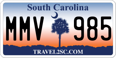 SC license plate MMV985