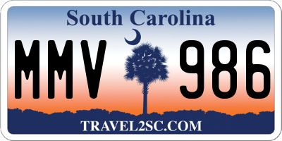 SC license plate MMV986