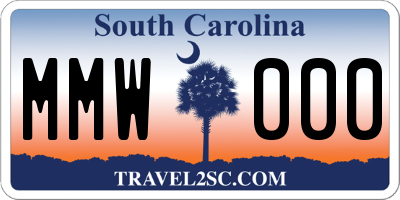 SC license plate MMW000