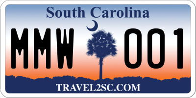 SC license plate MMW001