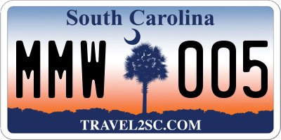 SC license plate MMW005