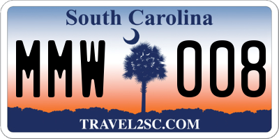 SC license plate MMW008