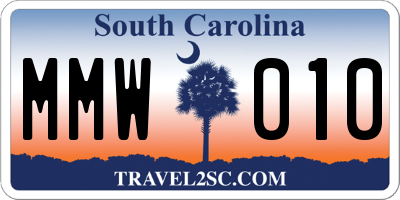 SC license plate MMW010