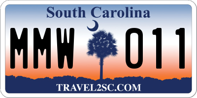 SC license plate MMW011