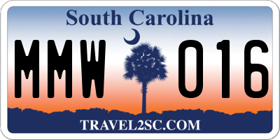 SC license plate MMW016
